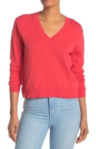 J.Crew Slub Knit V-neck Sweater Rosy Coral